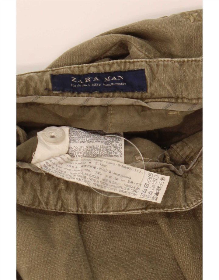 Zara Herren Chinoshorts EU 40 Medium W31 Khaki Baumwolle