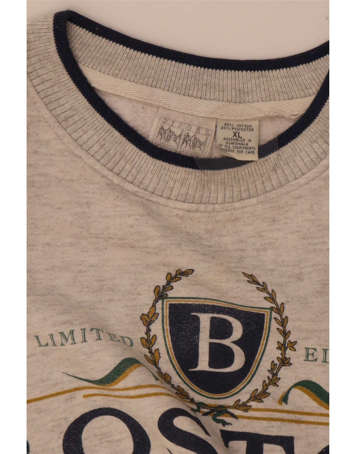 Boston Herren-Sweatshirt mit Grafik, XL, graue Baumwolle