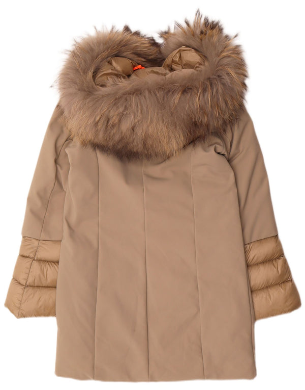 Roberto Ricci Designs Wattierter Mantel für Mädchen mit Kapuze, 15–16 Jahre, beiges Nylon