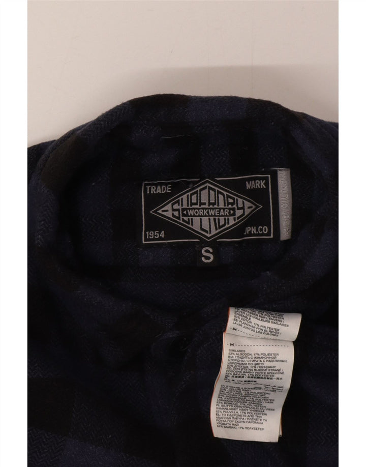 Superdry Herren-Flanellhemd, klein, marineblau, kariert, Baumwolle