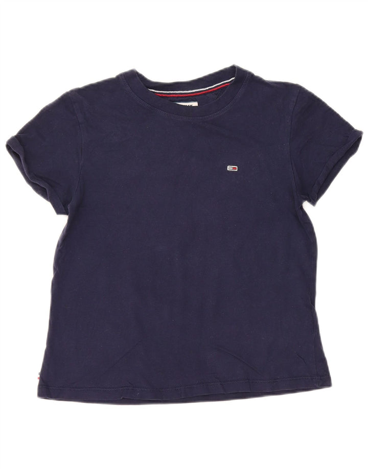 TOMMY HILFIGER Damen Übergroßes T-Shirt Top UK 2 2XS Marineblau Baumwolle