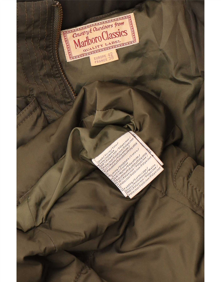 Marlboro Classics Wattierter Damenmantel mit Kapuze, EU 38, mittleres Khaki, Polyester
