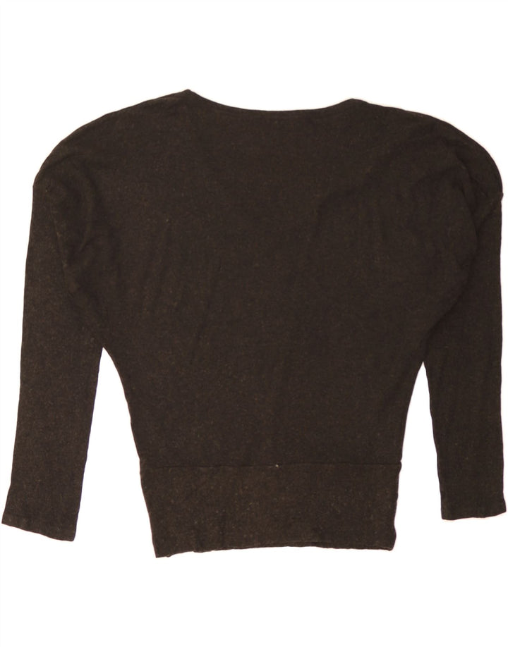 BENETTON Womens V-Neck Jumper Sweater UK 14 Large Grey Wool Vintage Benetton and Second-Hand Benetton from Messina Hembry 