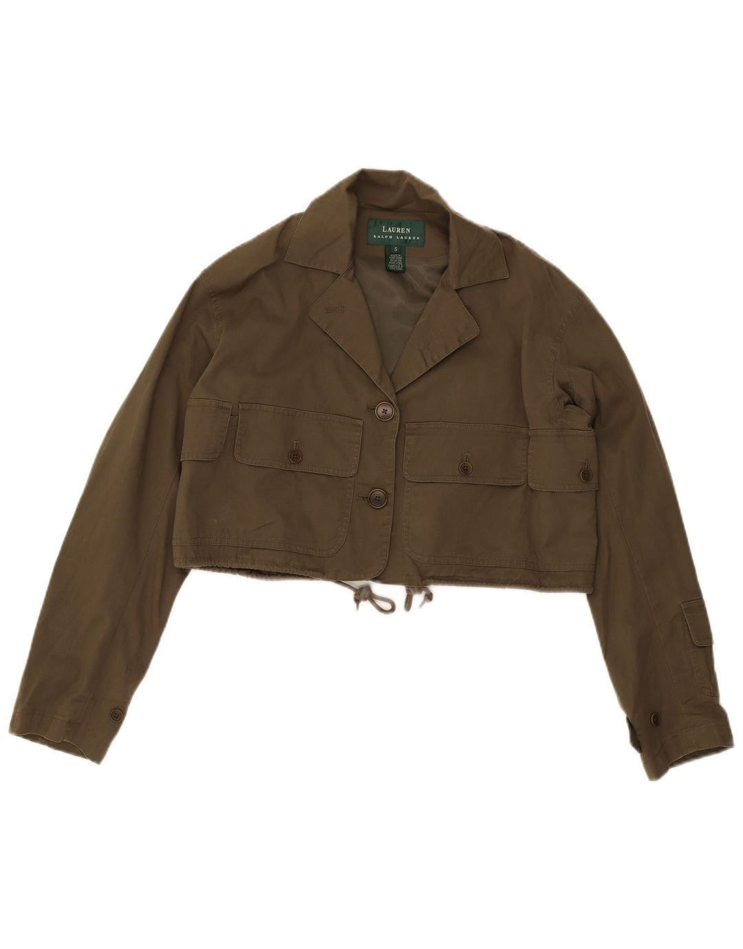 Ralph Lauren Damen Crop Utility Jacke UK 10 Small Khaki Baumwolle