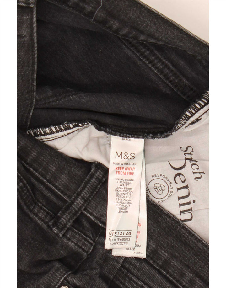 Marks & Spencer Herren Skinny Jeans W32 L29 Schwarze Baumwolle