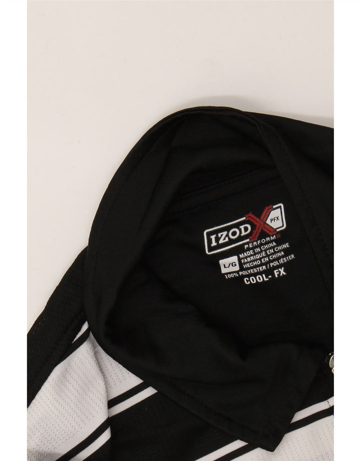 IZOD Herren Rugby-Poloshirt, groß, schwarz gestreift, Polyester