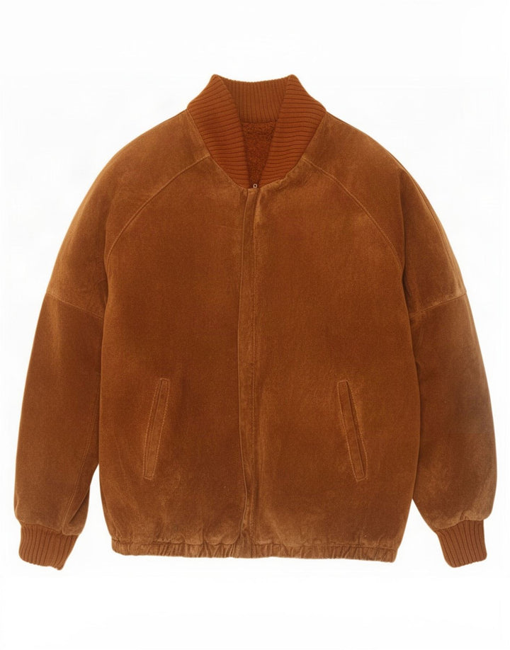 Vintage Herren Wildleder Sherpa Jacke IT 54 2XL Braun