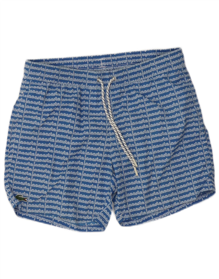 Lacoste Herren-Badeshorts mit Grafik, Größe 5, großes, blaues Polyester