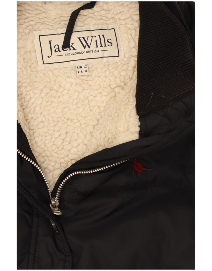Jack Wills Damen Sherpa-Jacke UK 12 Mittelschwarzes Nylon