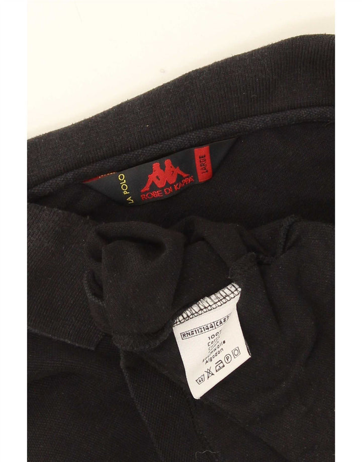 Kappa Herren-Poloshirt, groß, schwarze Baumwolle