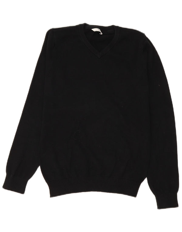 Marks & Spencer Jungen-Pullover mit V-Ausschnitt, 14–15 Jahre, schwarze Baumwolle