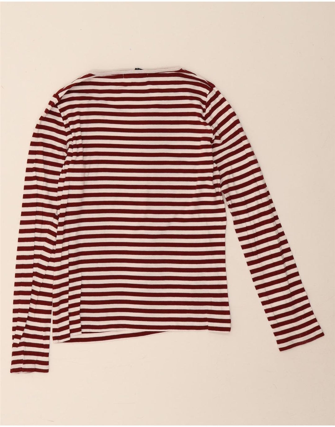 Gant Damen Top Langarm UK 12 Mittel Burgunderrot gestreift
