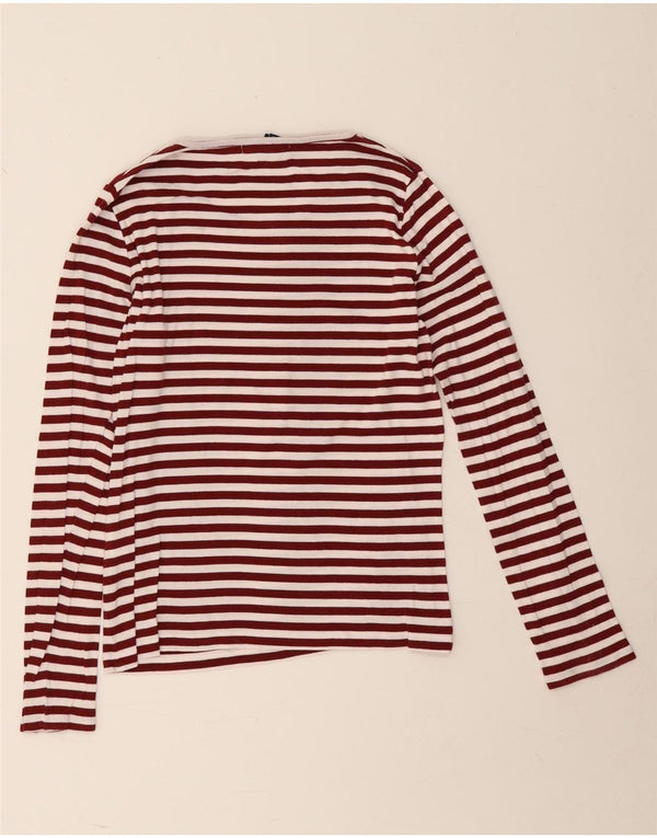 Gant Damen Top Langarm UK 12 Mittel Burgunderrot gestreift