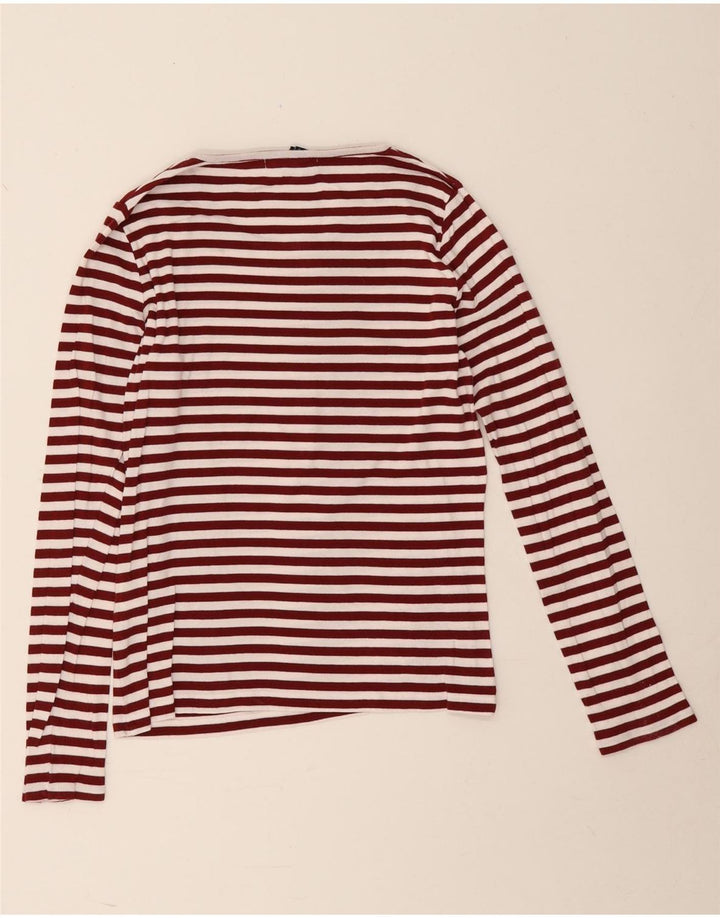 Gant Damen Top Langarm UK 12 Mittel Burgunderrot gestreift