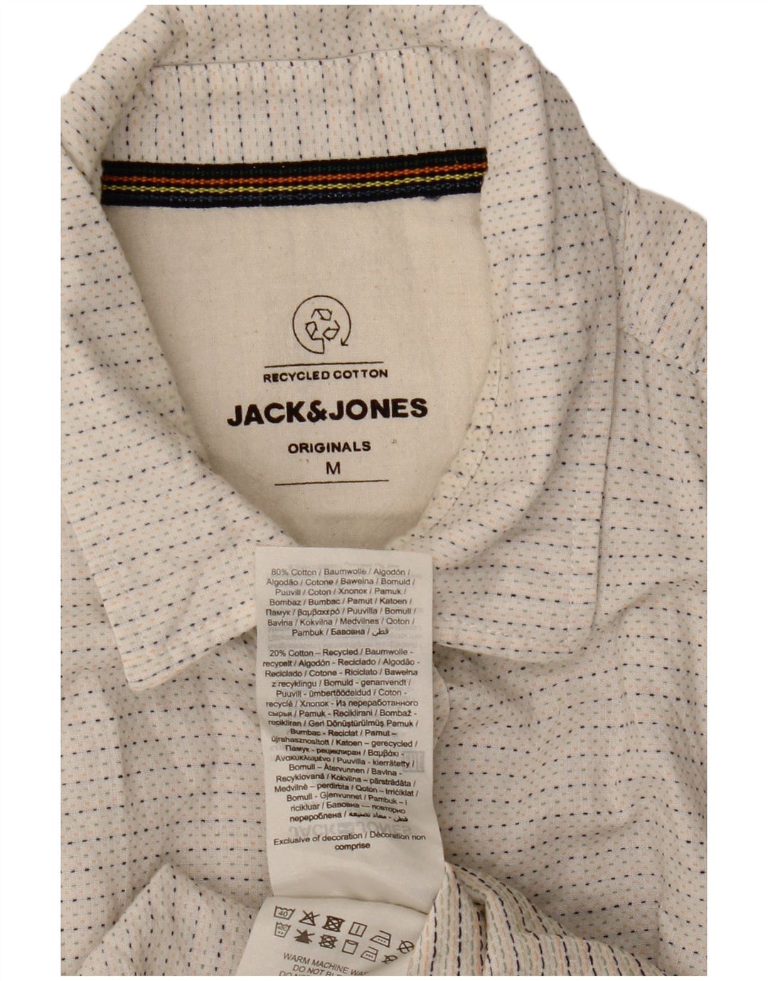 Jack & Jones Herren-Kurzarmhemd aus gefleckter Baumwolle in mittlerer Offwhite-Optik