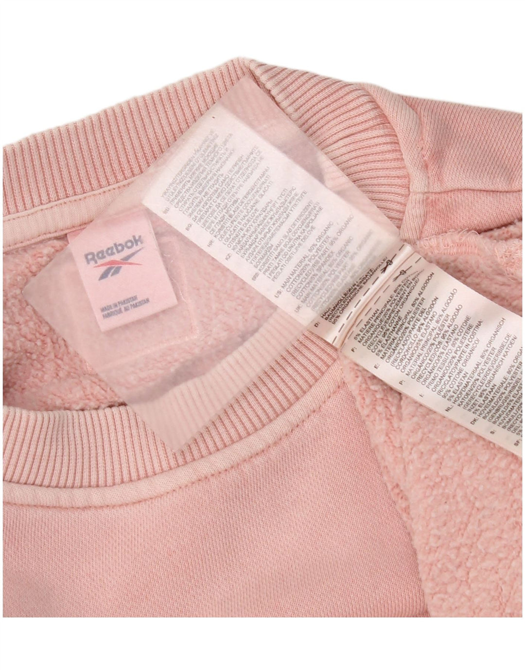 Reebok Damen Crop Oversized Sweatshirt Pullover UK 14 Mittelrosa Baumwolle