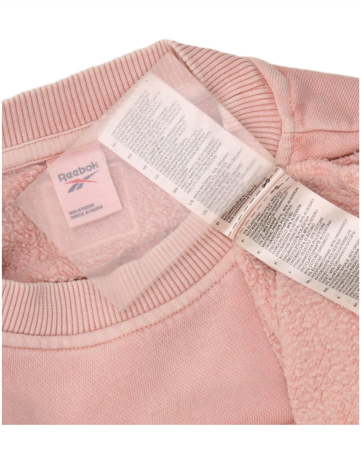 Reebok Damen Crop Oversized Sweatshirt Pullover UK 14 Mittelrosa Baumwolle
