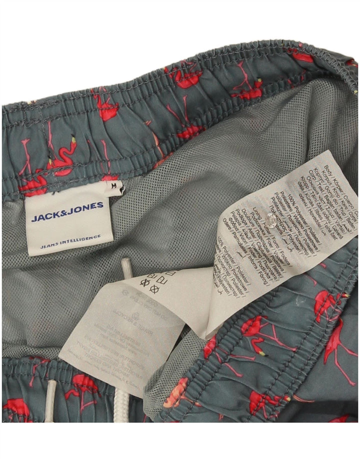 Jack & Jones Herren-Badeshorts mit Grafik, mittelgraues Polyester