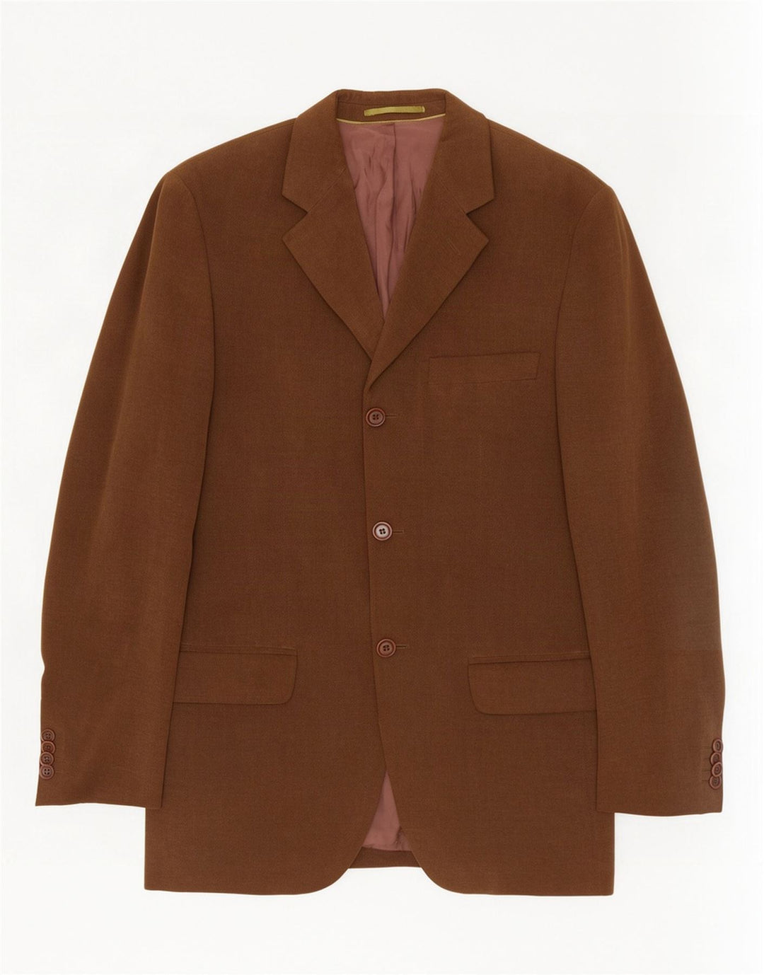 Massimo Dutti Herren-Blazer mit 3 Knöpfen, EU 46, klein, braune Baumwolle