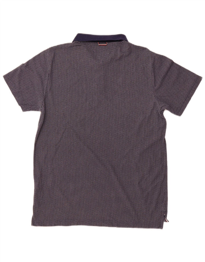 TOMMY HILFIGER Herren Poloshirt XL Marineblau gepunktete Baumwolle