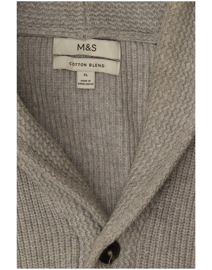 Marks & Spencer Herren-Cardigan-Pullover XL aus grauer Baumwolle