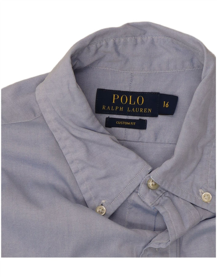 POLO RALPH LAUREN Herren-Hemd mit individueller Passform, Größe 16, große blaue Baumwolle