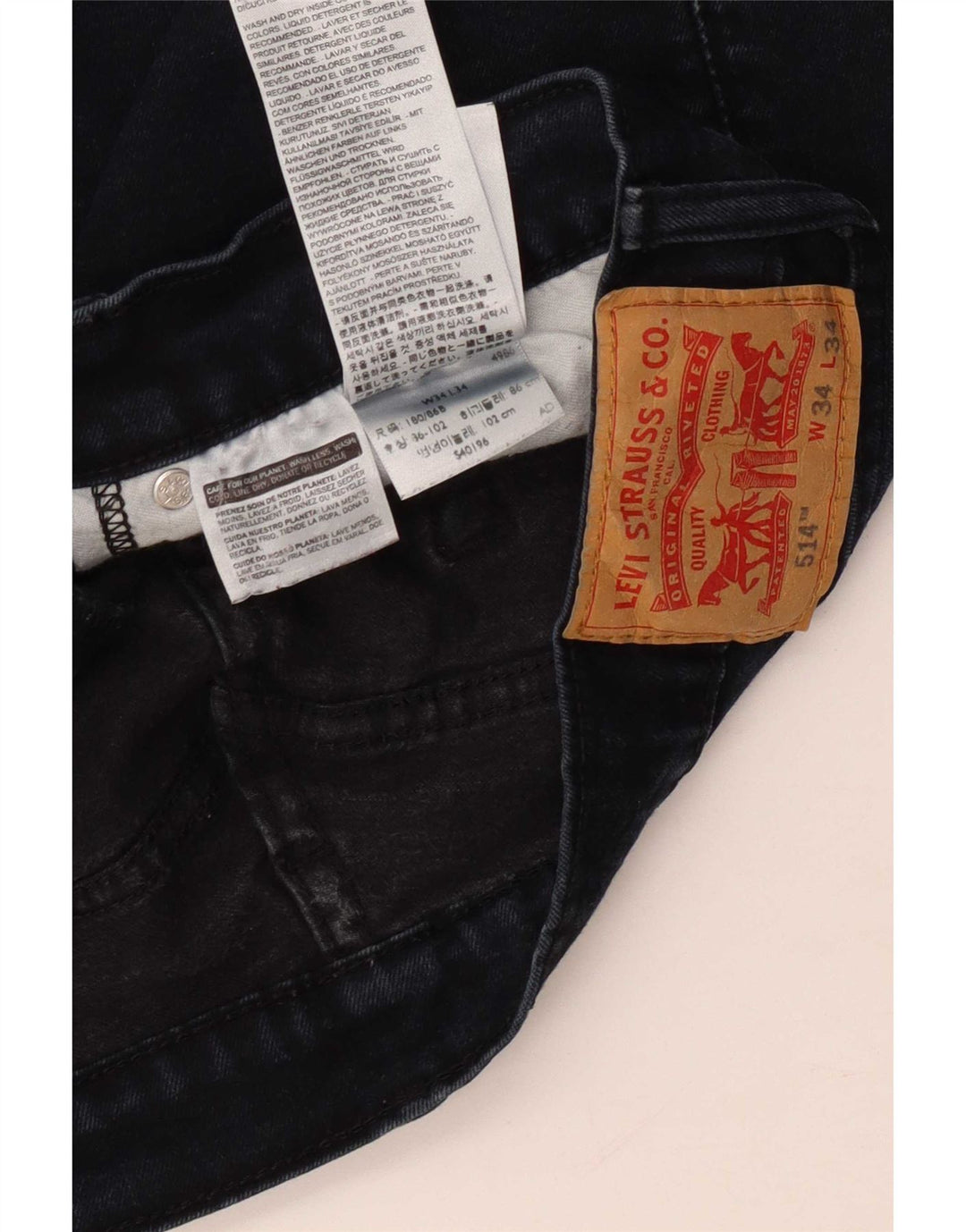 Levi's Herren 514 Straight Jeans W34 L34 Marineblaue Baumwolle