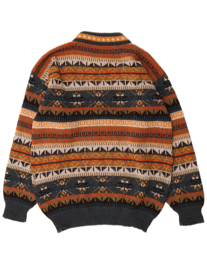 Vintage Herren Pullover mit Rollkragen, groß, mehrfarbig, Fair Isle