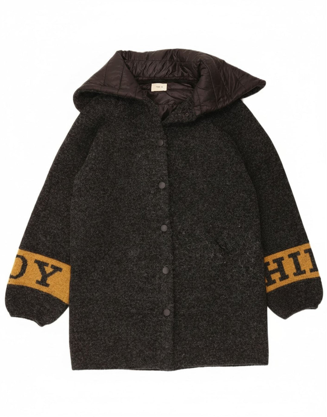 Toy G Womens Graphic Overcoat UK 12 Mittelgraue Wolle