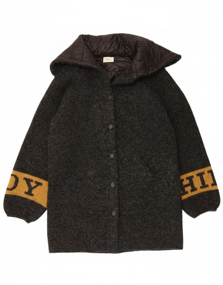 Toy G Womens Graphic Overcoat UK 12 Mittelgraue Wolle