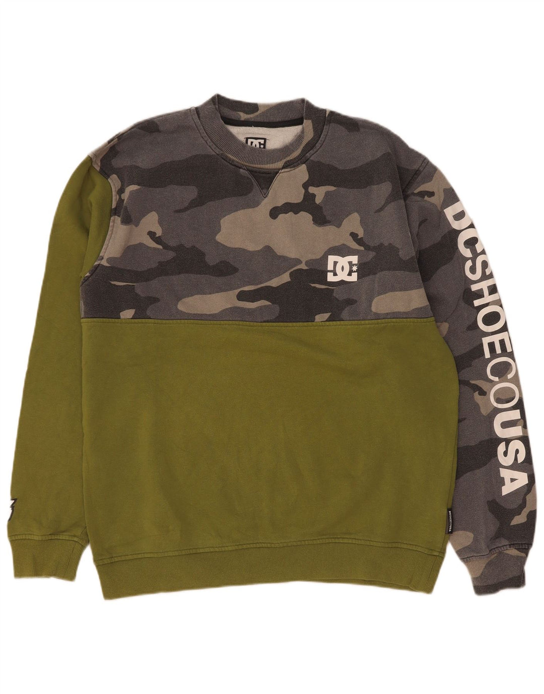 DC Herren-Sweatshirt mit grafischem Motiv, groß, grüne Camouflage-Baumwolle
