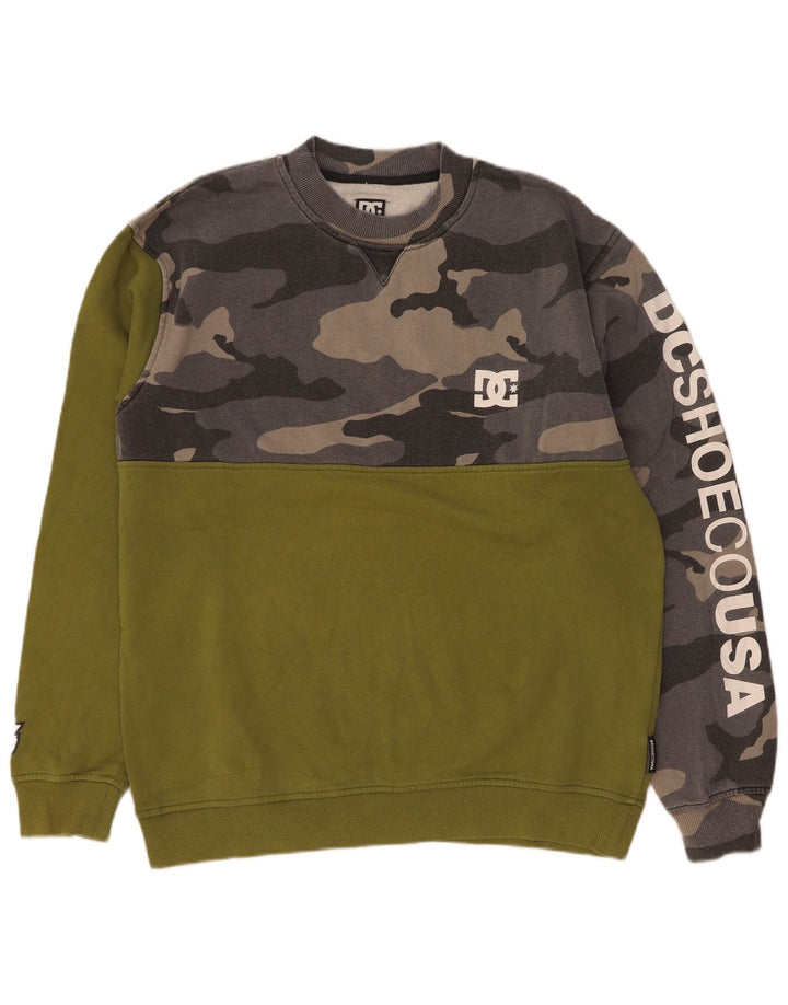 DC Herren-Sweatshirt mit grafischem Motiv, groß, grüne Camouflage-Baumwolle