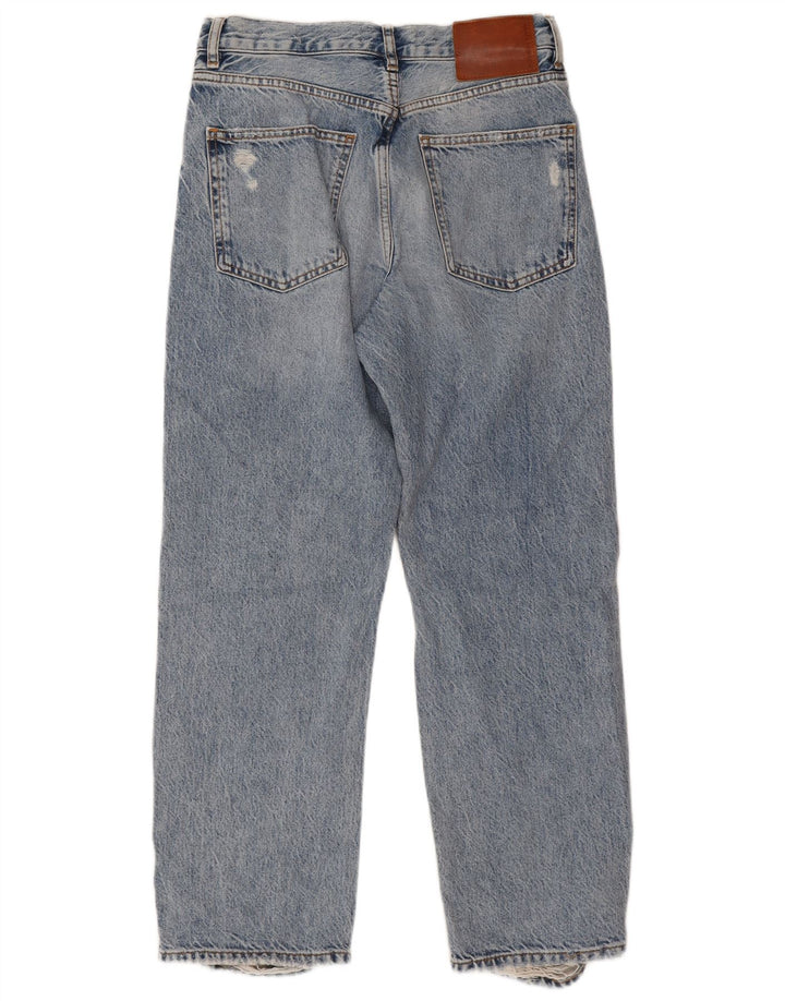 Zara Damen Distressed Straight Jeans EU 38 Small W28 L27 Blau