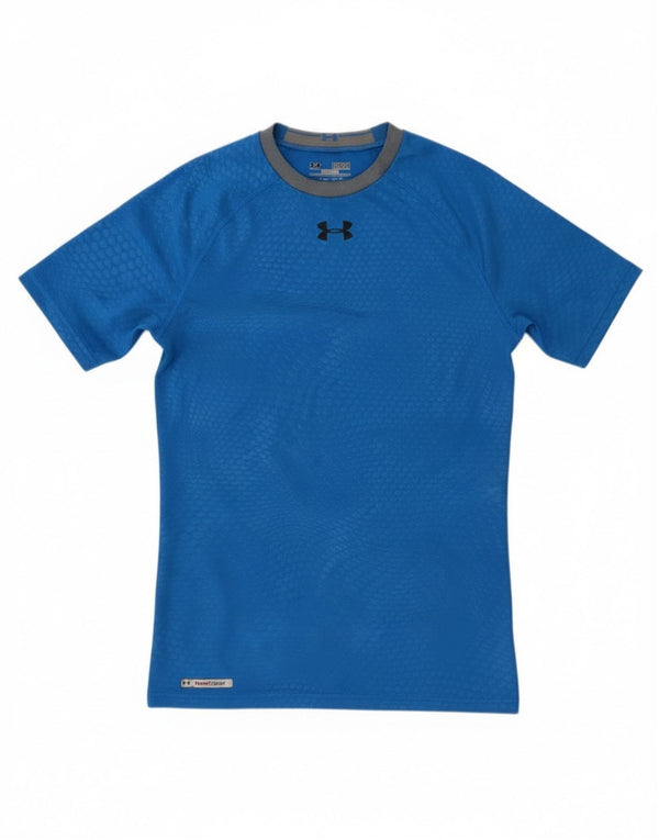 Under Armour Damen Heat Gear T-Shirt Top UK 12 Mittelblau gepunktet