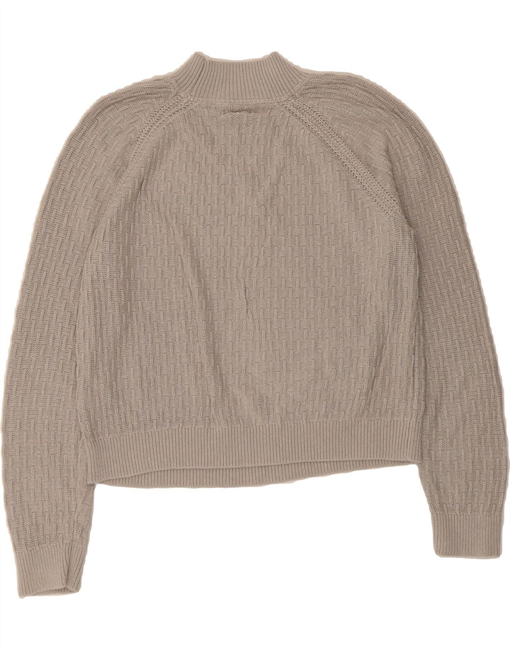 FAT FACE Womens Crop Turtle Neck Jumper Sweater UK 12 Medium Grey Cotton Vintage Fat Face and Second-Hand Fat Face from Messina Hembry 