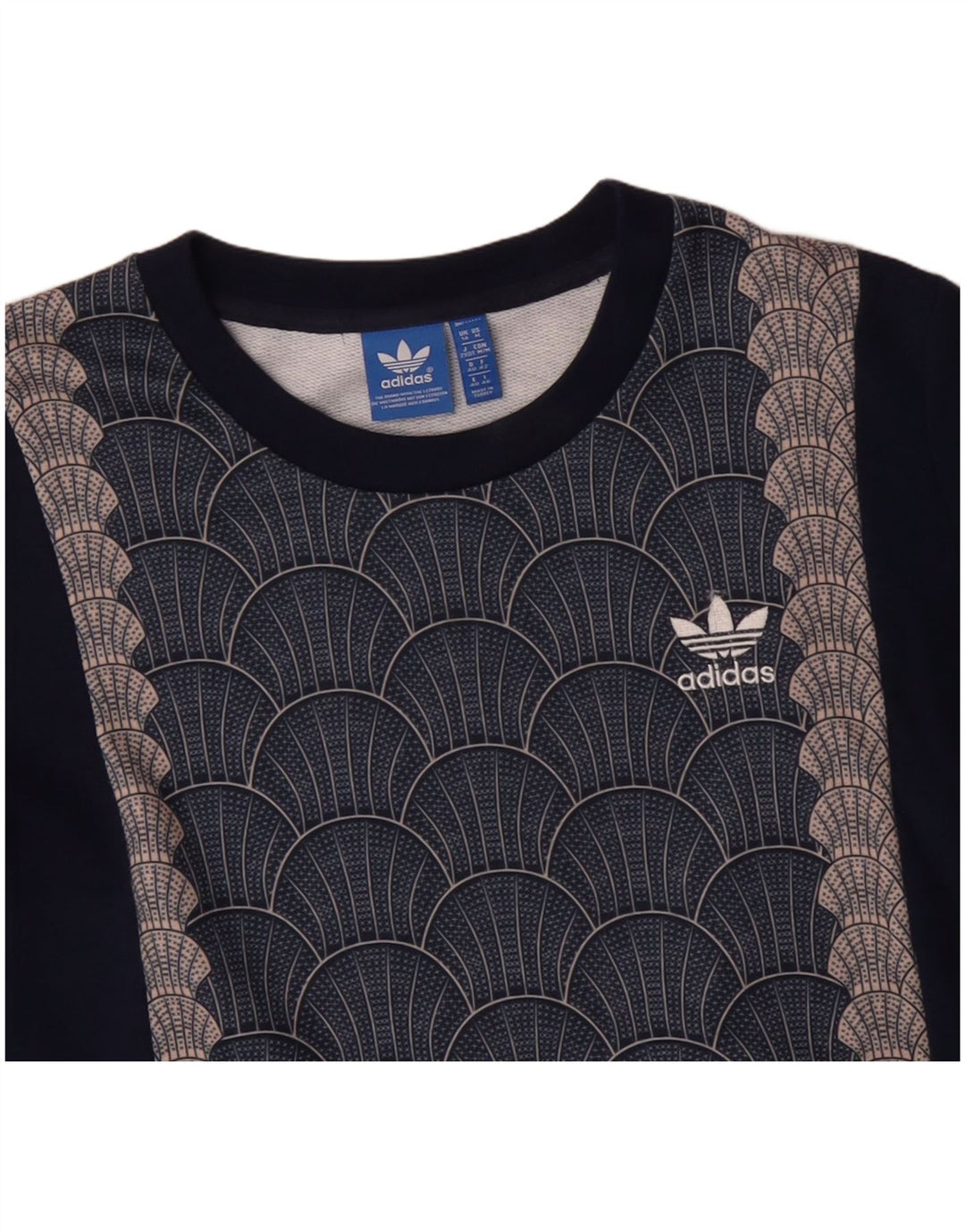 ADIDAS Damen Grafik-Sweatshirt-Pullover UK 14 Medium Navy Blue Geometrisch