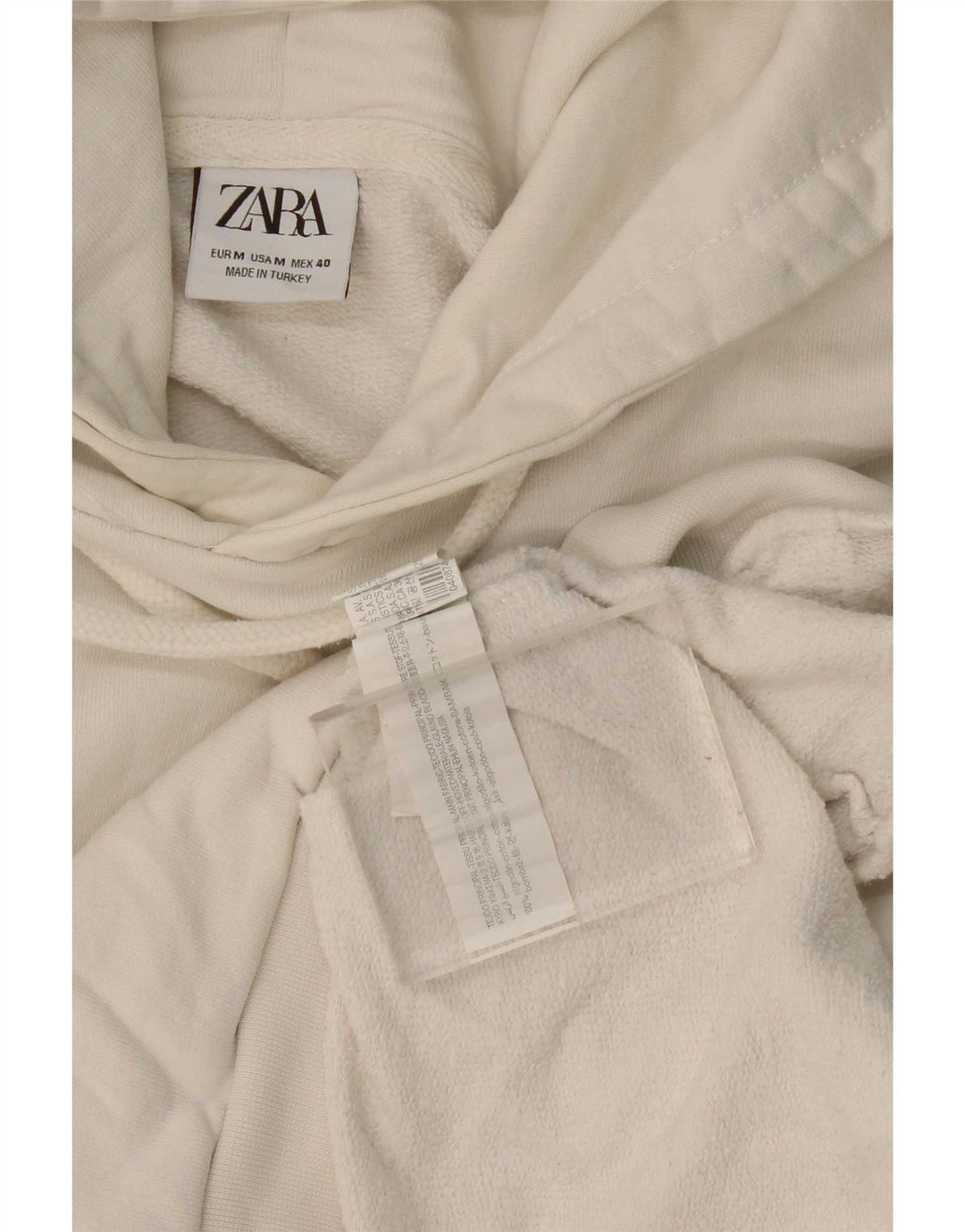 Zara Herren Kapuzenpullover aus mittelweißer Baumwolle
