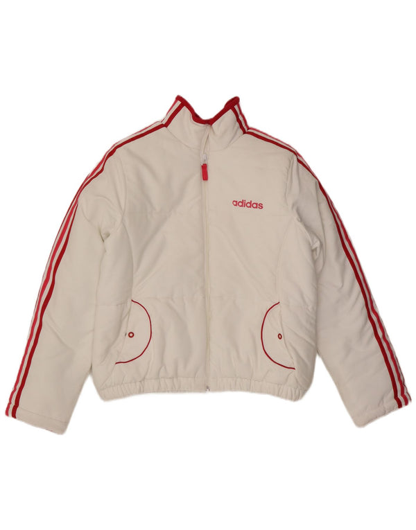 Adidas Damen Grafik gepolsterte Jacke UK 16 Large Weiß Polyester