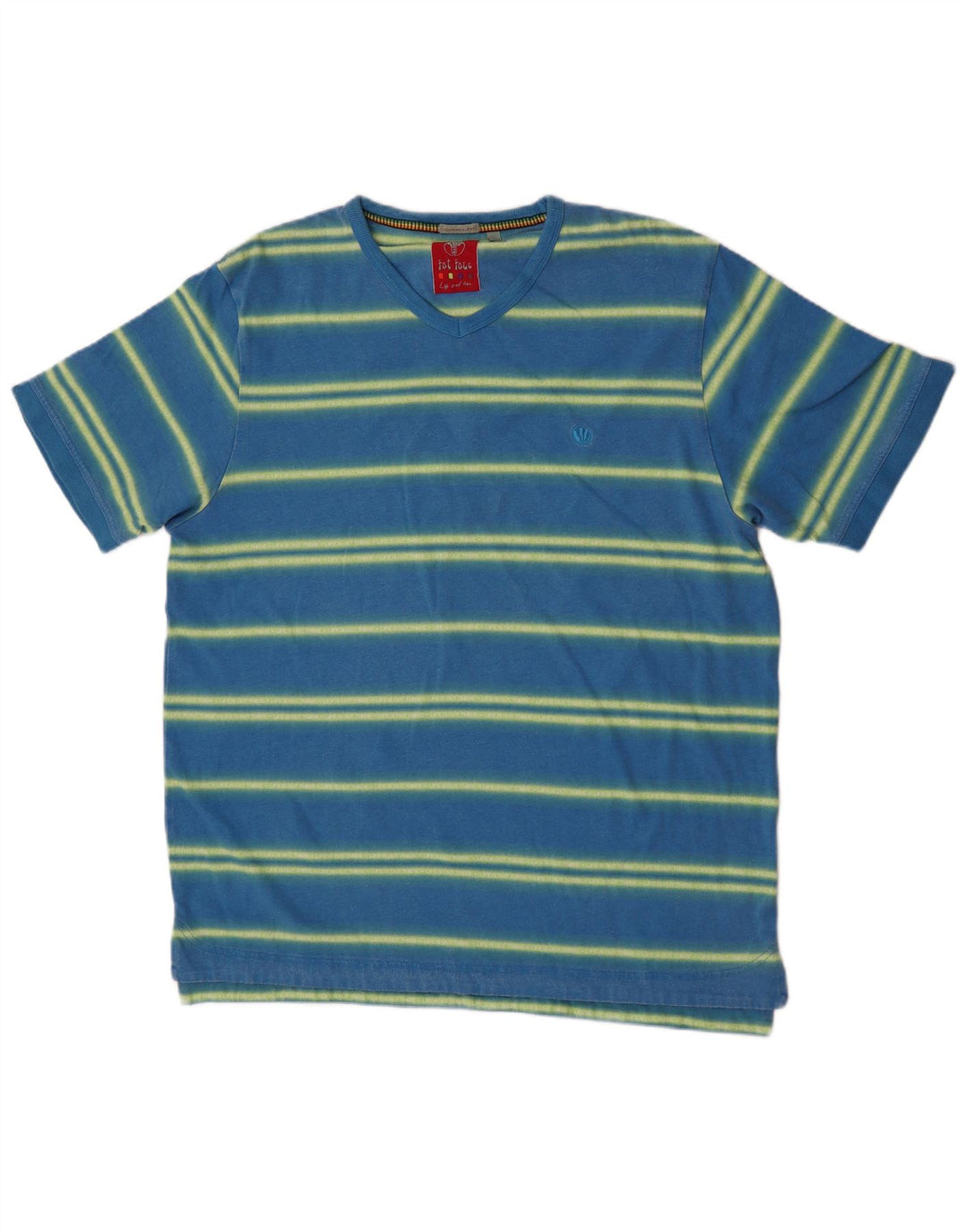Fat Face Herren-T-Shirt, groß, blau gestreift, Baumwolle