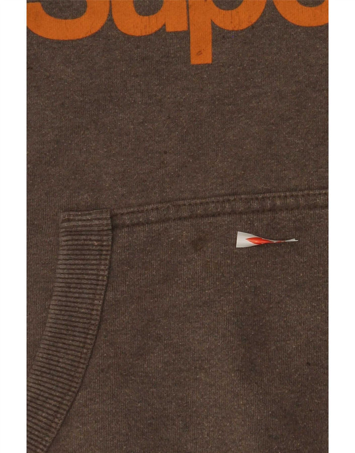 Superdry Herren-Kapuzenpullover mit Grafik, Größe S, braune Baumwolle