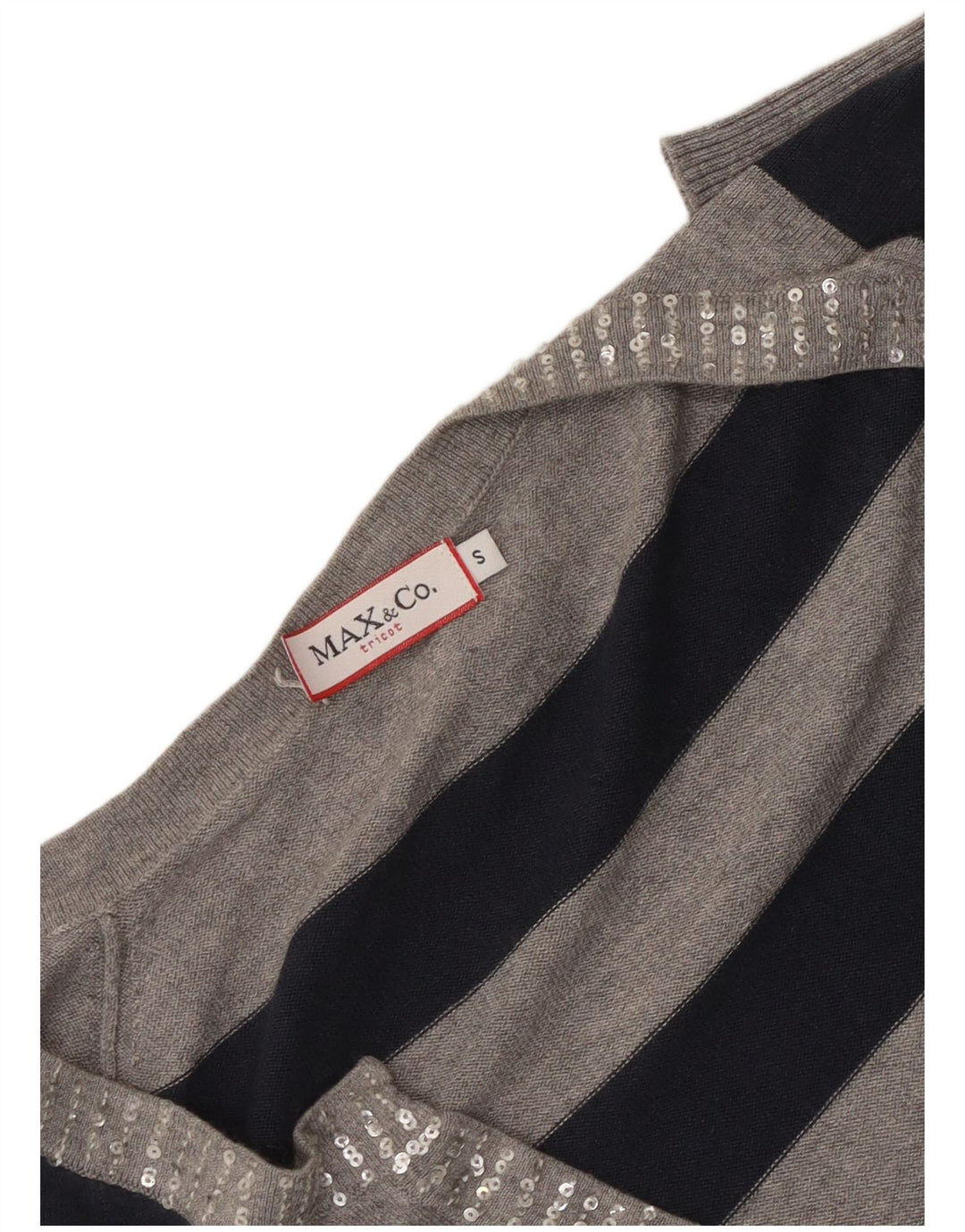 Max & Co. Damen-Pullover mit V-Ausschnitt, Gr. 10, Größe S, grau gestreift