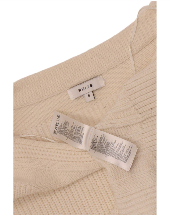 Reiss Damen-Pullover in Übergröße mit U-Boot-Ausschnitt, Gr. 10, Größe S, weiße Wolle