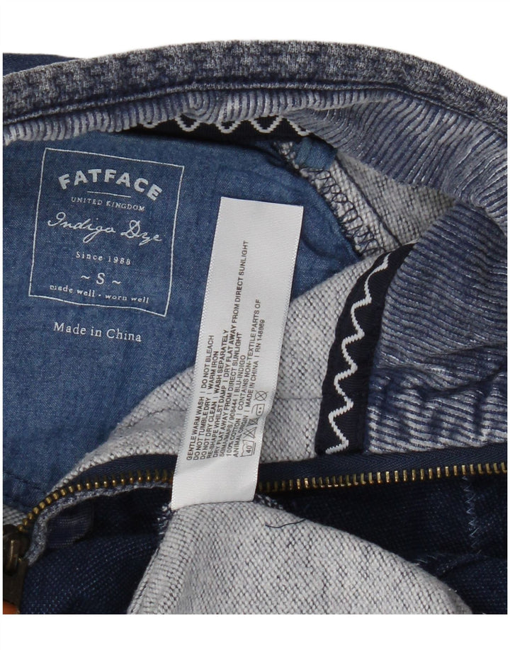 Fat Face Herren Indigo-Sweatshirt mit Reißverschluss am Hals, Größe S, Blau, Baumwolle