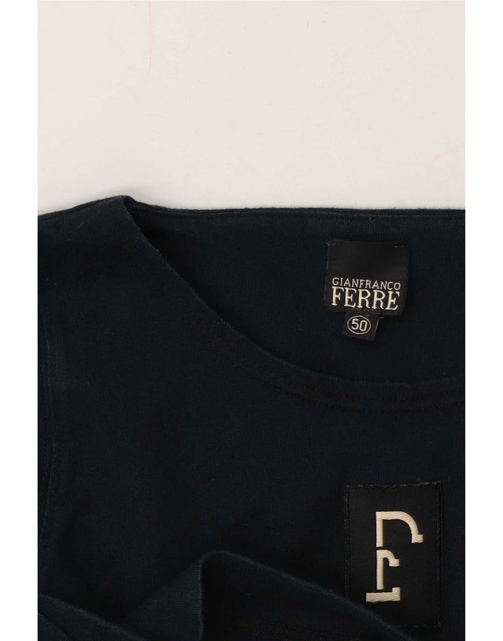 Gianfranco Ferre Herren Grafik-Top Langarm IT 50 Mittel Marineblau