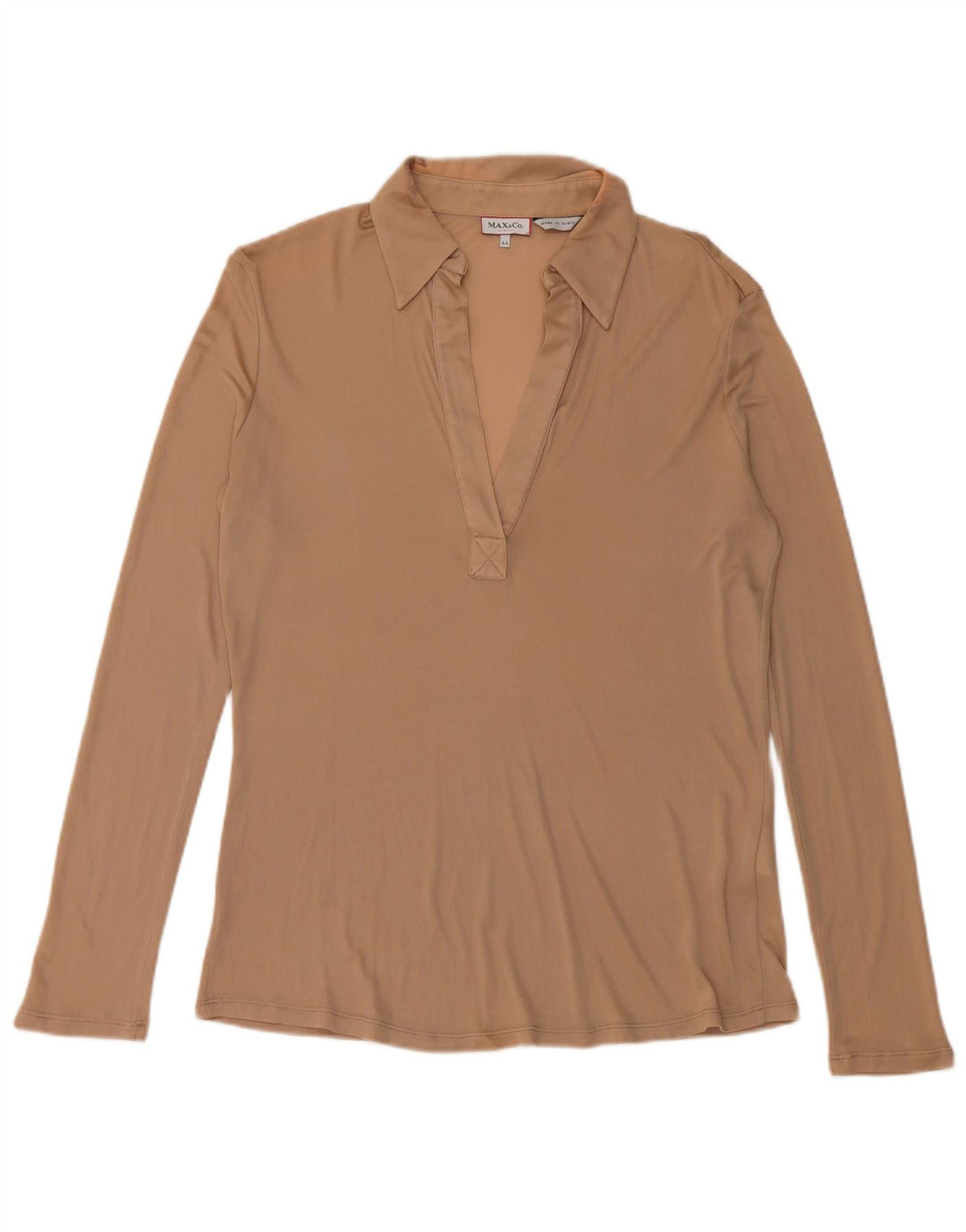 Max & Co. Damen Langarm-Poloshirt UK 12 Medium Beige