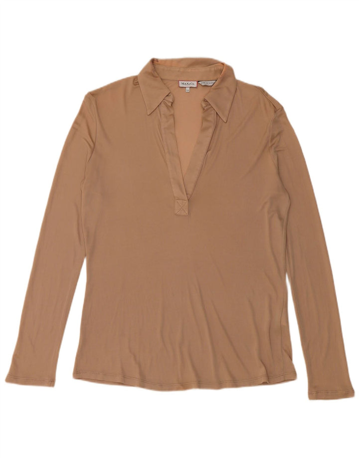 Max & Co. Damen Langarm-Poloshirt UK 12 Medium Beige