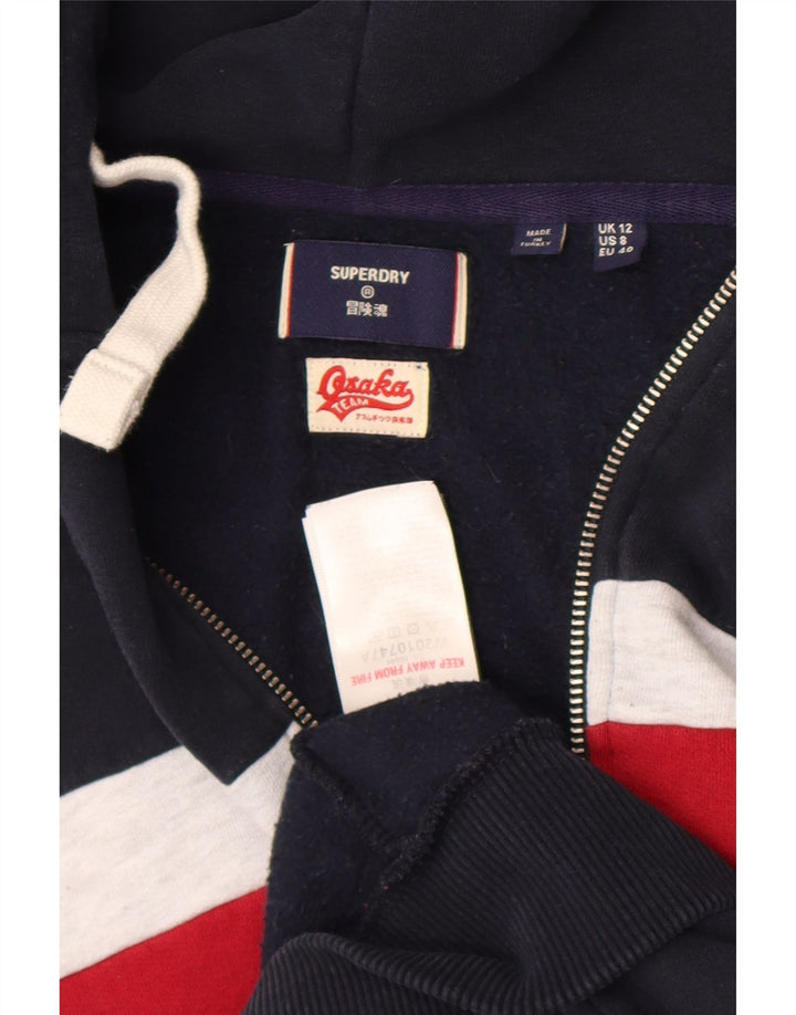 Superdry Damen-Kapuzenpullover mit Reißverschluss, UK 12, mittleres Marineblau, Farbblock