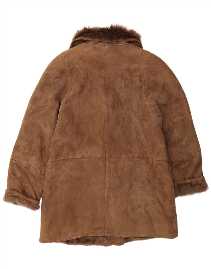 Vintage Damen Shearling Jacke IT 46 Large Brown Classic