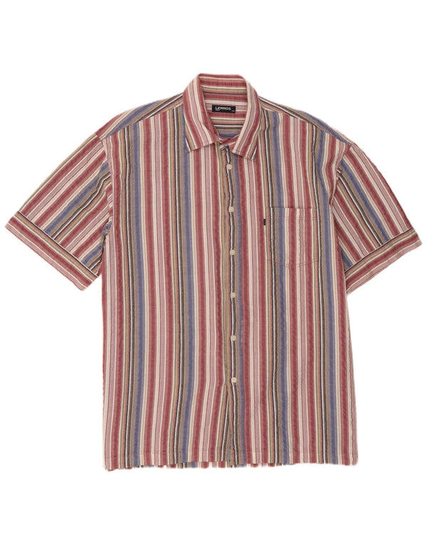 Lerros Mens Short Sleeve Shirt 2XL Multicoloured Striped Cotton
