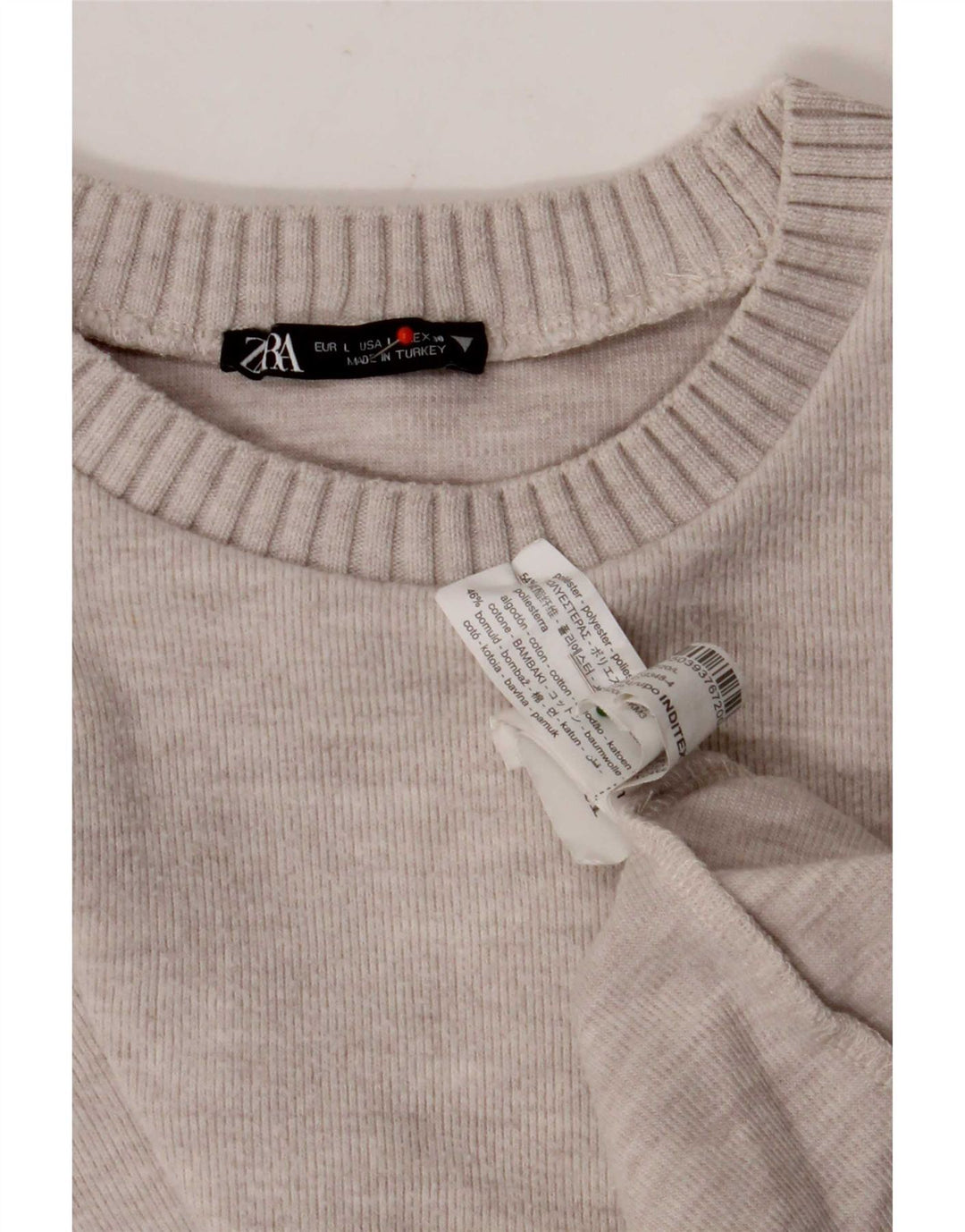 Zara Damen Crop Bluse Top UK 16 Large Beige Polyester
